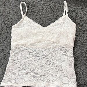 Hollister Elegant White Lace Camisole Top